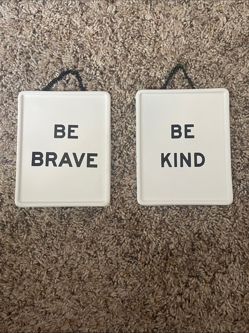 2 Small Metal Bathroom Signs